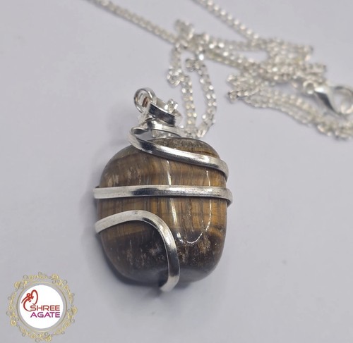 Tiger eye tumble stone wire - tumble,