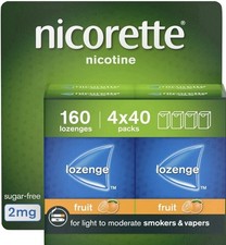 4 X 40 Nicorette nicotine Fruit Flavour 2mg Sugar-Free | Total 160 Lozenges