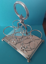 ANTIQUE SILVER PLATED SHEFFIELD WALKER AND HALL 6 BOTTLE CRUET / CONDIMENT STAND