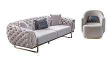 Chesterfield white sofa set