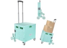 POWSTR 70L Folding Shopping Trolleys,Boot Cart with 8 Wheels and Brakes