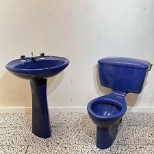 Midnight Blue Toilet & Sink Retro Mid Century Cloakroom Suite