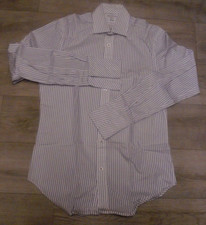 MENS 15" COLLAR T M LEWIN JOHN FRANCOMB  FRENCH CUFF STRIPED FITTED COTTON SHIRT