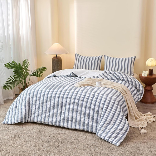 Striped seersucker bedding - seersucker,