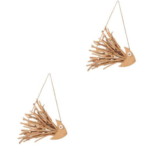 2pcs handmade wooden fish - wooden, wall