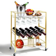 Stylish Gold 3-Tier Bar Cart
