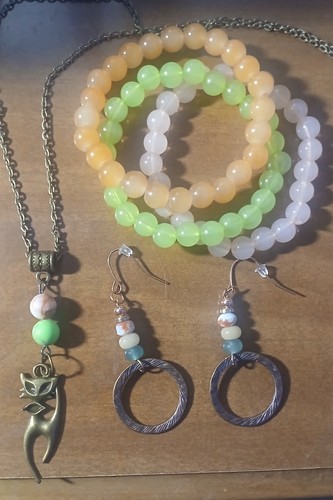 Piece jewelry green yellow - 3, green/yellow