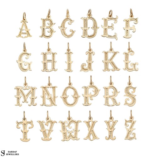 Solid 9ct gold gothic initial - solid,