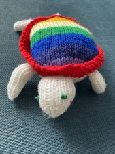 Hand Knitted/Crochet Rainbow Tortoise 9” Plush Soft Toy - Unique Gift
