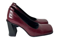 Dolcis Yet Vintage Burgundy Red Leather Square Toe Heeled Shoes - Size 6
