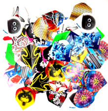 DART FLIGHTS 20 SETS/60 PIECES ASSORTED  MIXED COLOURS + DESIGNS STANDARD SHAPE