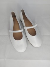 The Shoe Tailor White Leather Wide Fit Ballet Flat Pumps UK 7 EEE