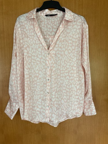 Zara pink white satin blouse - pink,