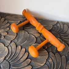 Mid century two peg vintage French wooden coat, mushroom peg clothes hook