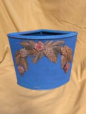 DECORATIVE VINTAGE LLOYD LOOM  WASTE PAPER BASKET  WITH FLOWER  DECORATION C1940