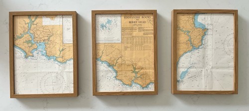 Framed triptych nautical - framed,