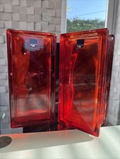 2 Lovely Red Matching Glass Vases Brick Shape Perfect Condition