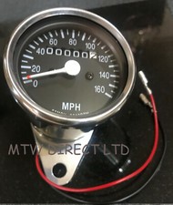 MOTORCYCLE MECHANICAL CHROME MINI SPEEDOMETER CLOCK MPH