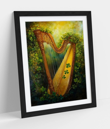 Oil painting irish harp - of,