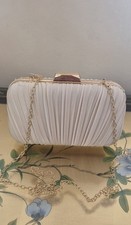 Cream Satin Pleated Clutch Bag