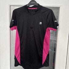 Karrimor Run Running Top Size 14 Breathable Fabric 1/4 zip P2P 18” Black/Pink 