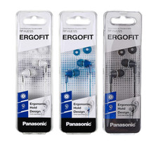Panasonic Ergofit Earphones In-Ear Ergonimic Hold Design - Black / White / Blue