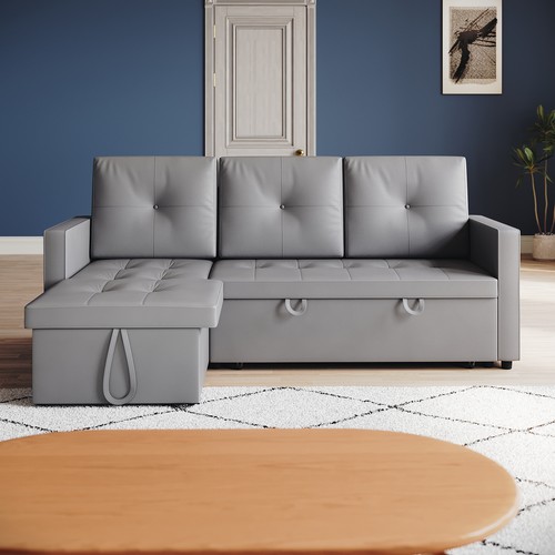 Seater sofa bed faux leather - 3,