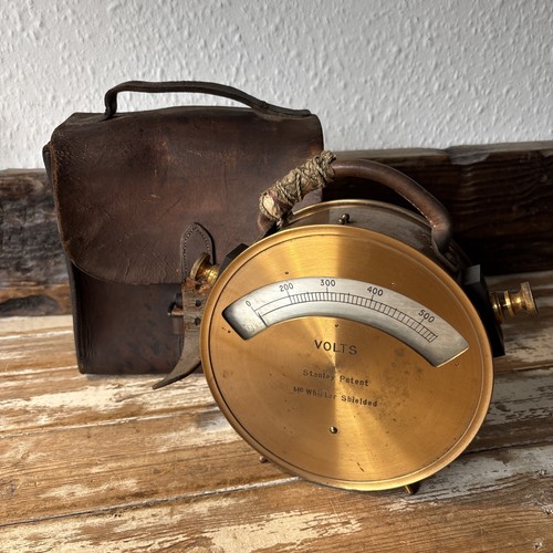 Large brass volt gauge - volt,