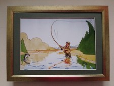 Loon Cartoon Fishing print 'Tight Lines' FRAMED