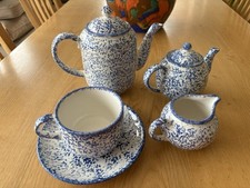 Saxony Arthur Wood Blue & White Teapots, Milk Jug & Cup / Saucer