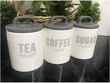 3x Retro Canister Set-Tea/Coffee/Sugar Storage Jars Canisters Kitchen Essentials