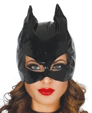Kids Teen Ladies Womens Black PVC Vinyl Cat Mask Halloween Fancy Dress Costume