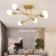 Black Metal LED 6 Way Ceiling Light Fitting Industrial Vintage LED Chandeliers