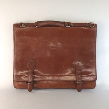 Vintage Tan Leather Briefcase Bag Satchel Laptop Case EB11JH