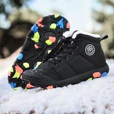 UK Kids Ankle Boots Boys Girls Winter Warm Snow Boots Fur Lined Shoes Size UK