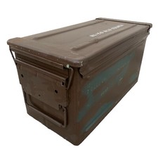 Ammo Box Large Army Metal Tin Surplus Storage W 25 x H 26 x D 49.5 cm A480 Rare