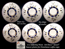 6 x Adderley Ware JEWEL Art Deco Saucer Plates (No Cups)