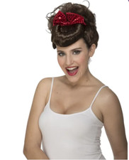 1940s Pin Up Wig Ladies Fancy Dress WW2 40s Wartime Womens Victory Roll Pin Curl