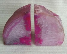 Pink Agate Crystal Bookends