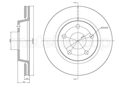 Brake disc vented - 2x,