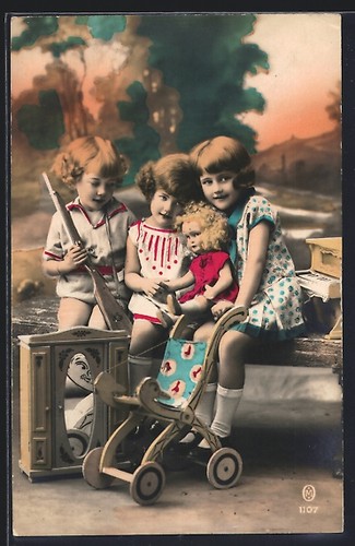 Two little girls with doll - ak,