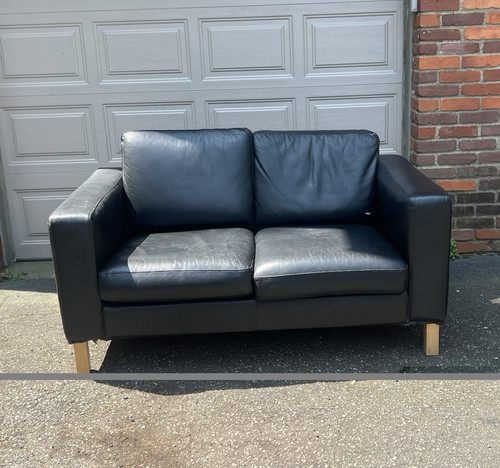 Ikea black leather seat - black, 2-seat