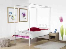 WHITE METAL BED 4 POSTER 3FT