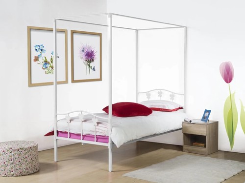 White metal bed poster 3ft - white,