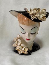 Vintage Glamour Girl Lady Head Vase