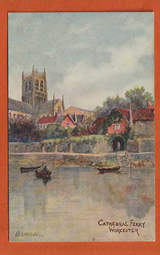Early art postcard cathedral - art, postcard,