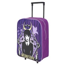 Wednesday Trolley Foldable Wheeled Cabin Bag Luggage Kids Girls Purple