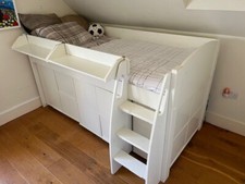 Stompa Uno S White Mid-Sleeper Children's Bed w/ 3x storage cubes. £RRP=1,240
