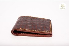 Handmade Brown Croc Leather Skin Bifold Men's Wallet S192