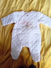 Tu Peter Rabbit Quilted Baby Gro PALE Pink Up To 1 Month 10lbs